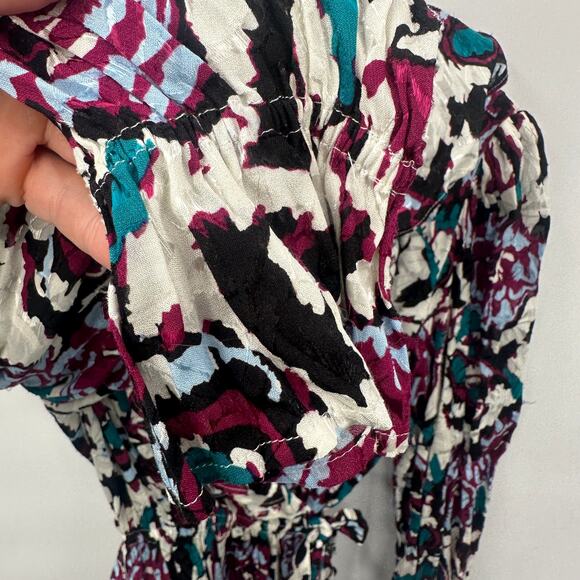 BA&SH NWT Evereve Gato Abstract Side Tie V-Neck Blouse // M - Picture 8 of 15